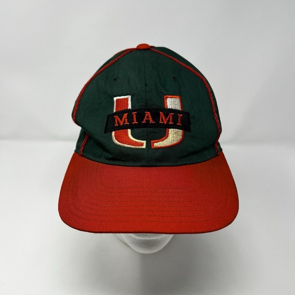 Other - Vintage 90s Miami Hurricanes Hat Cap Snapback Embroidered NCAA Green‎